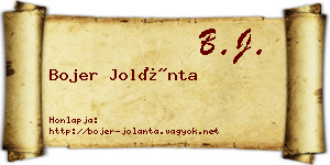 Bojer Jolánta névjegykártya